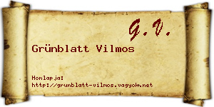 Grünblatt Vilmos névjegykártya